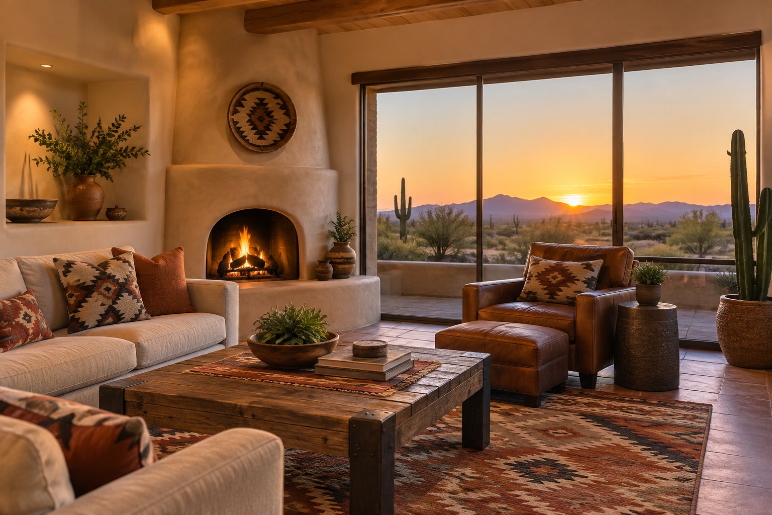 A cozy Phoenix-area living room, illustrative